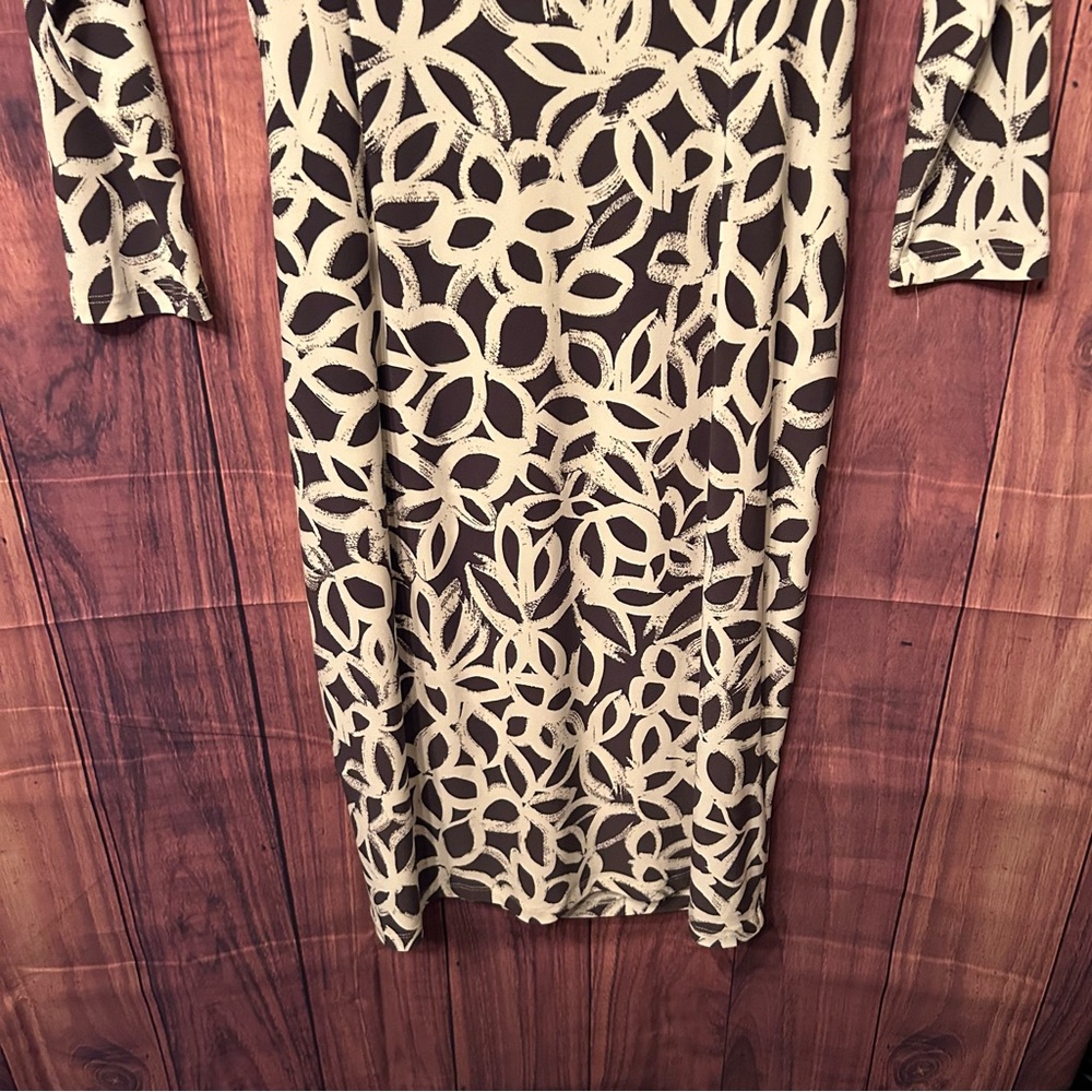 Ralph Lauren Black and Cream Ruched Wrap Dress - Picture 7 of 8
